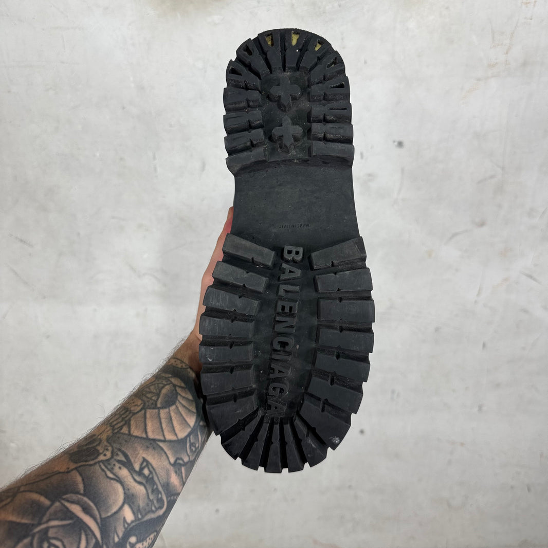 Balenciaga Smoked Tumbled Leather Strike Boots