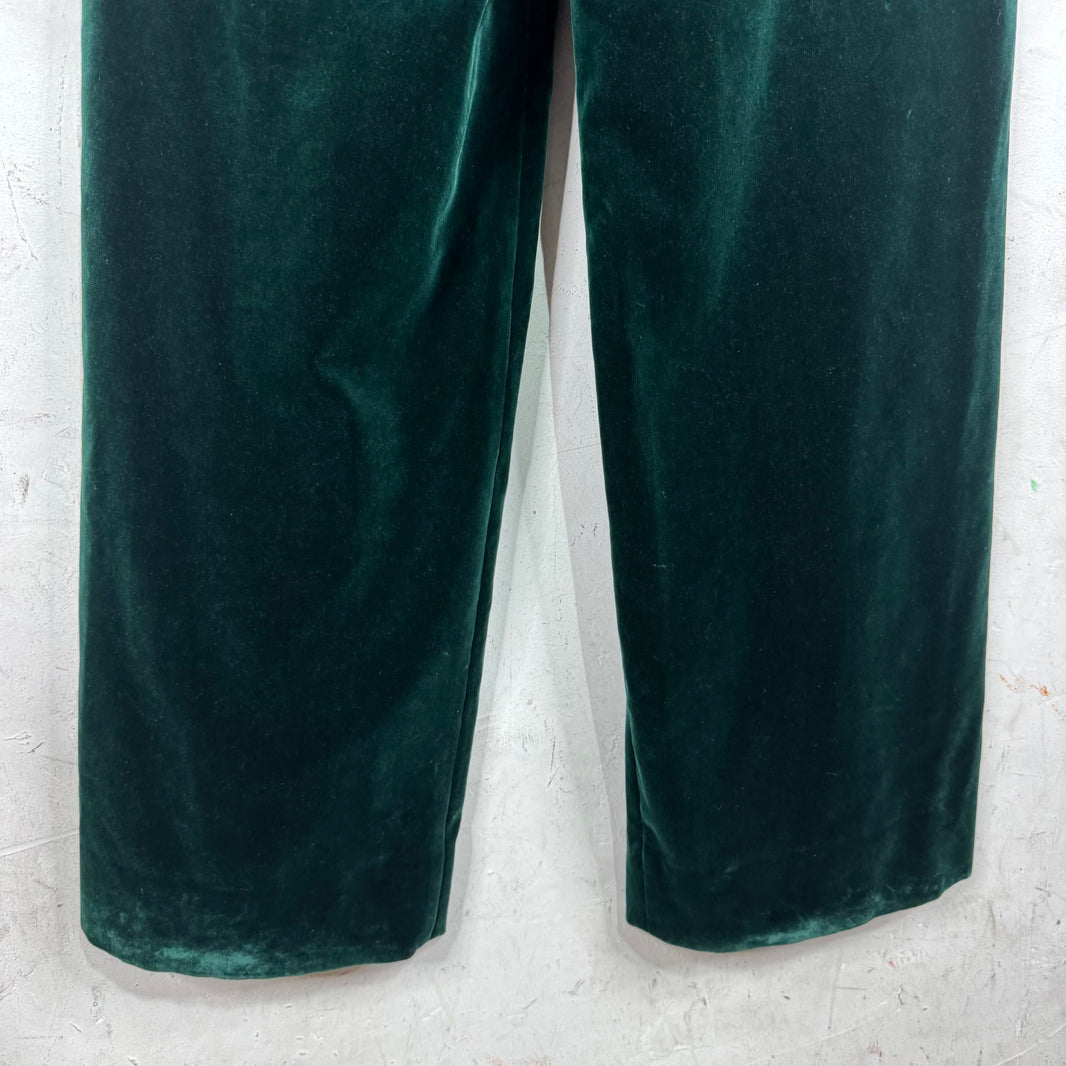 Louis Vuitton Green Velvet Pleated Baggy Trousers