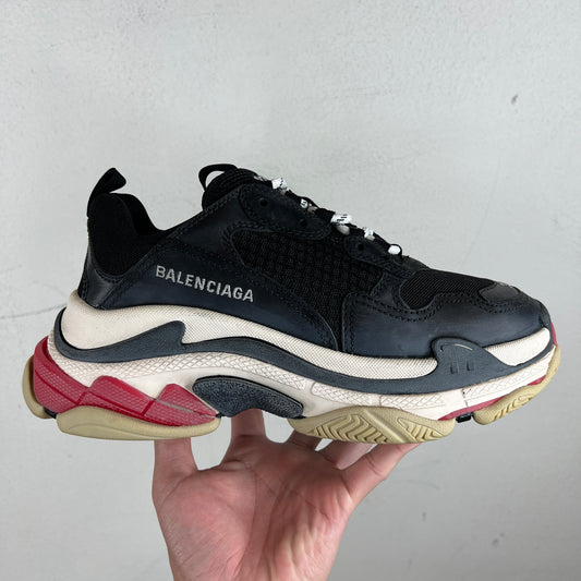 Balenciaga Black/Red Triple S Sneakers