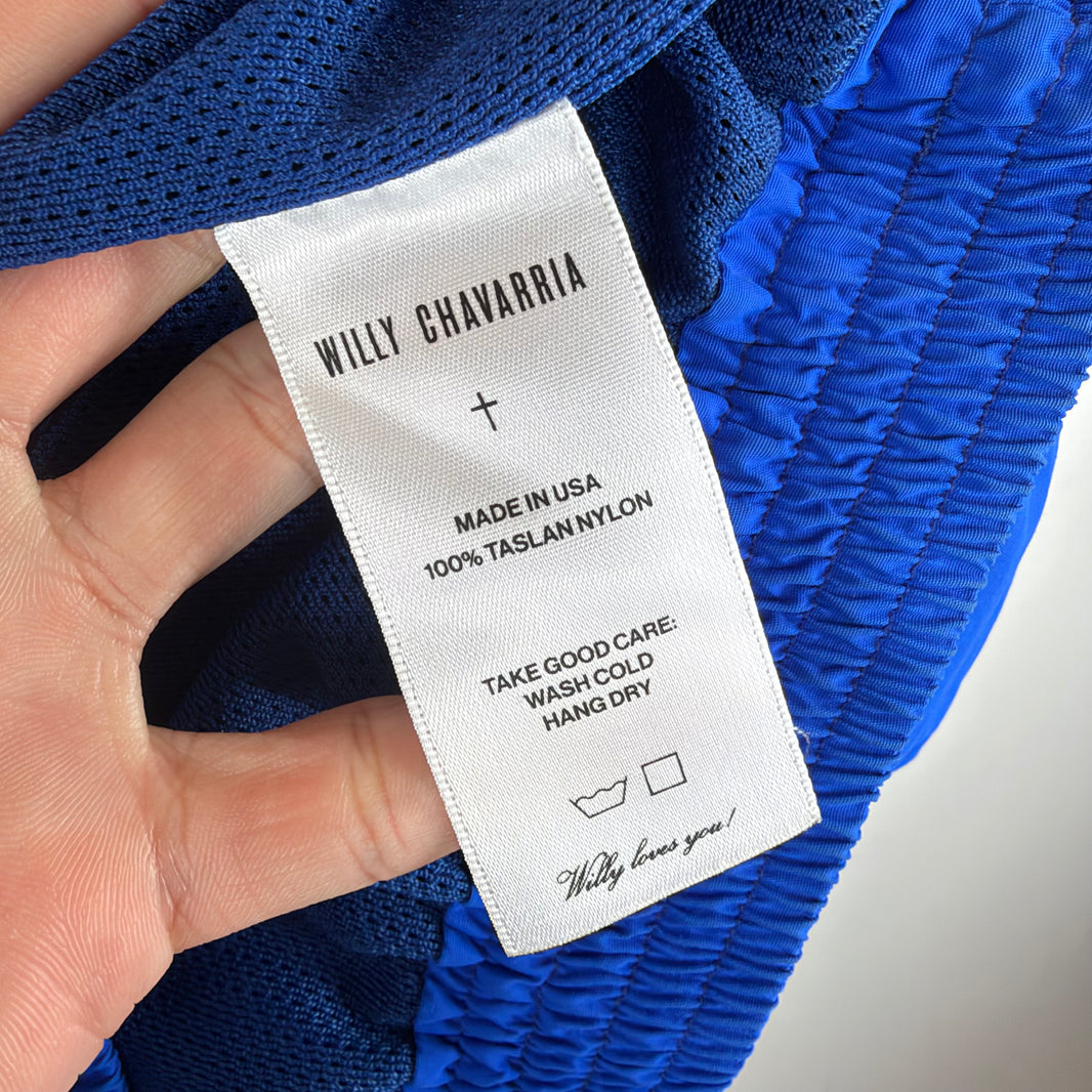 Willy Chavarria Gold Cross Blue Nylon Track Jacket