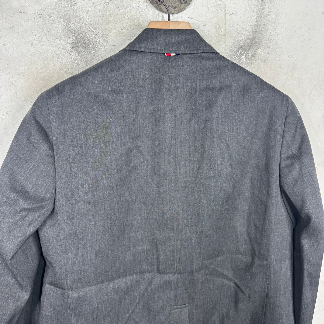 Thom Browne Dark Grey Tailored Plaid Lined Blazer