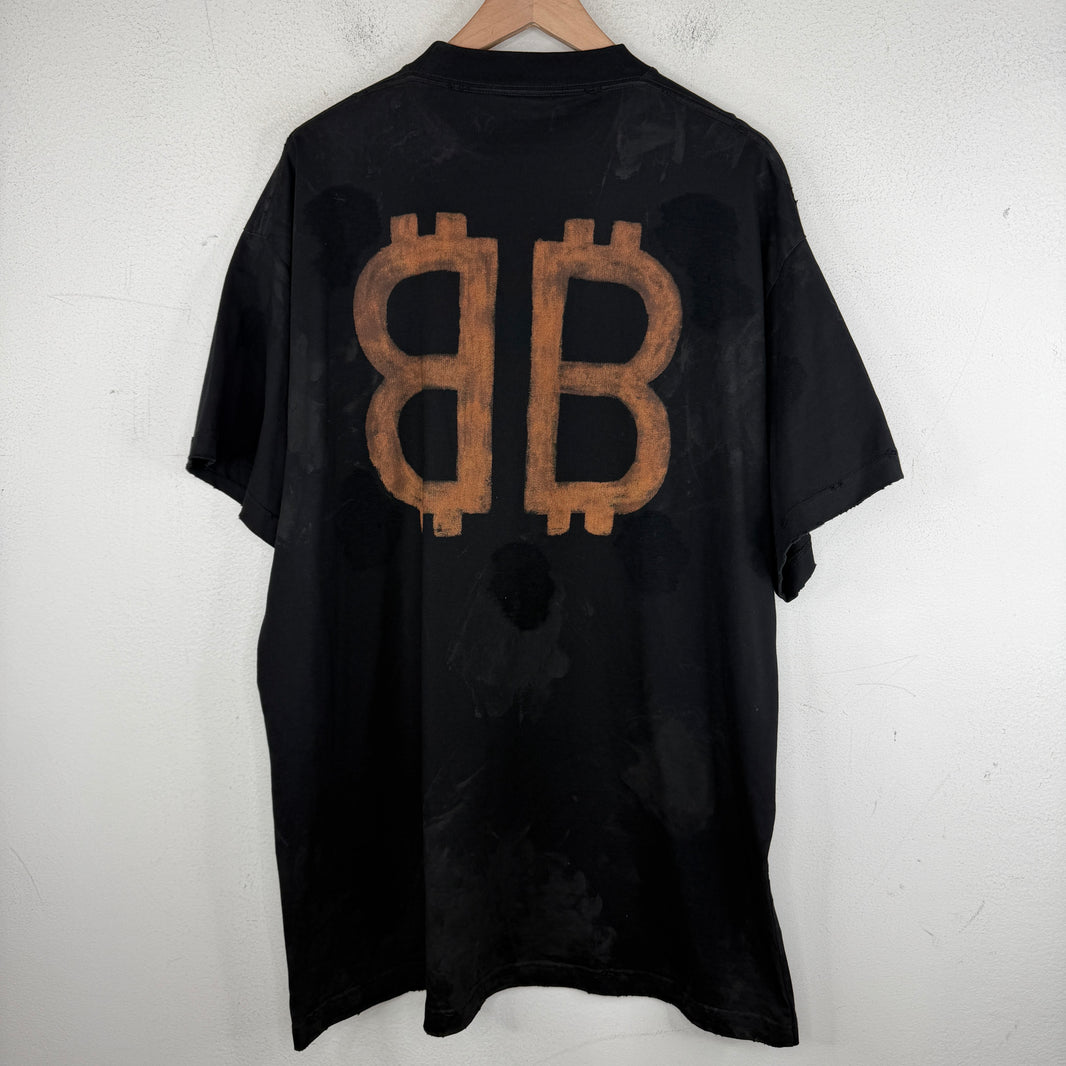Balenciaga Mud Distressed Bitcoin T-Shirt