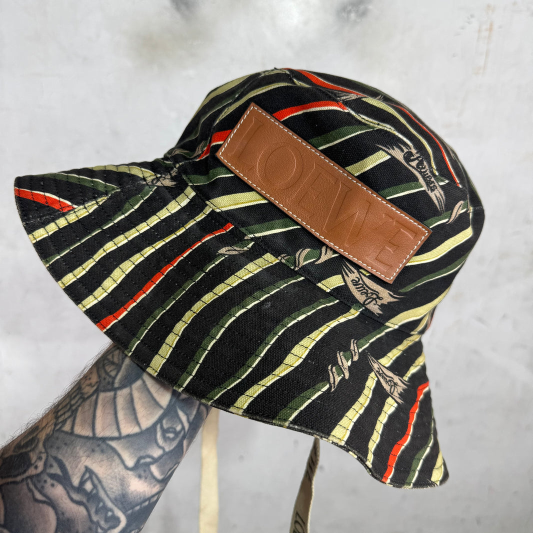 Loewe Stripe Print Canvas Bucket Hat