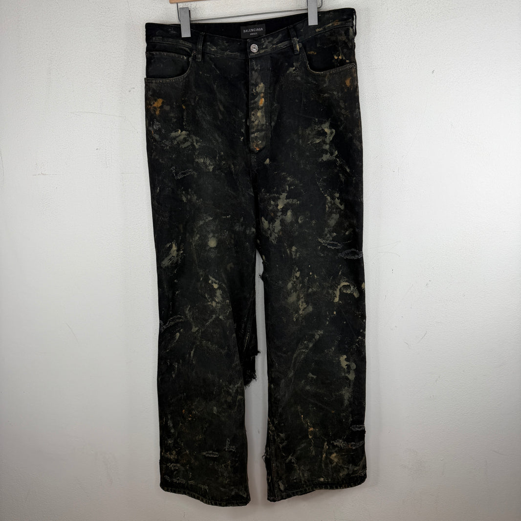 Balenciaga Mud Wash Destroyed Jeans