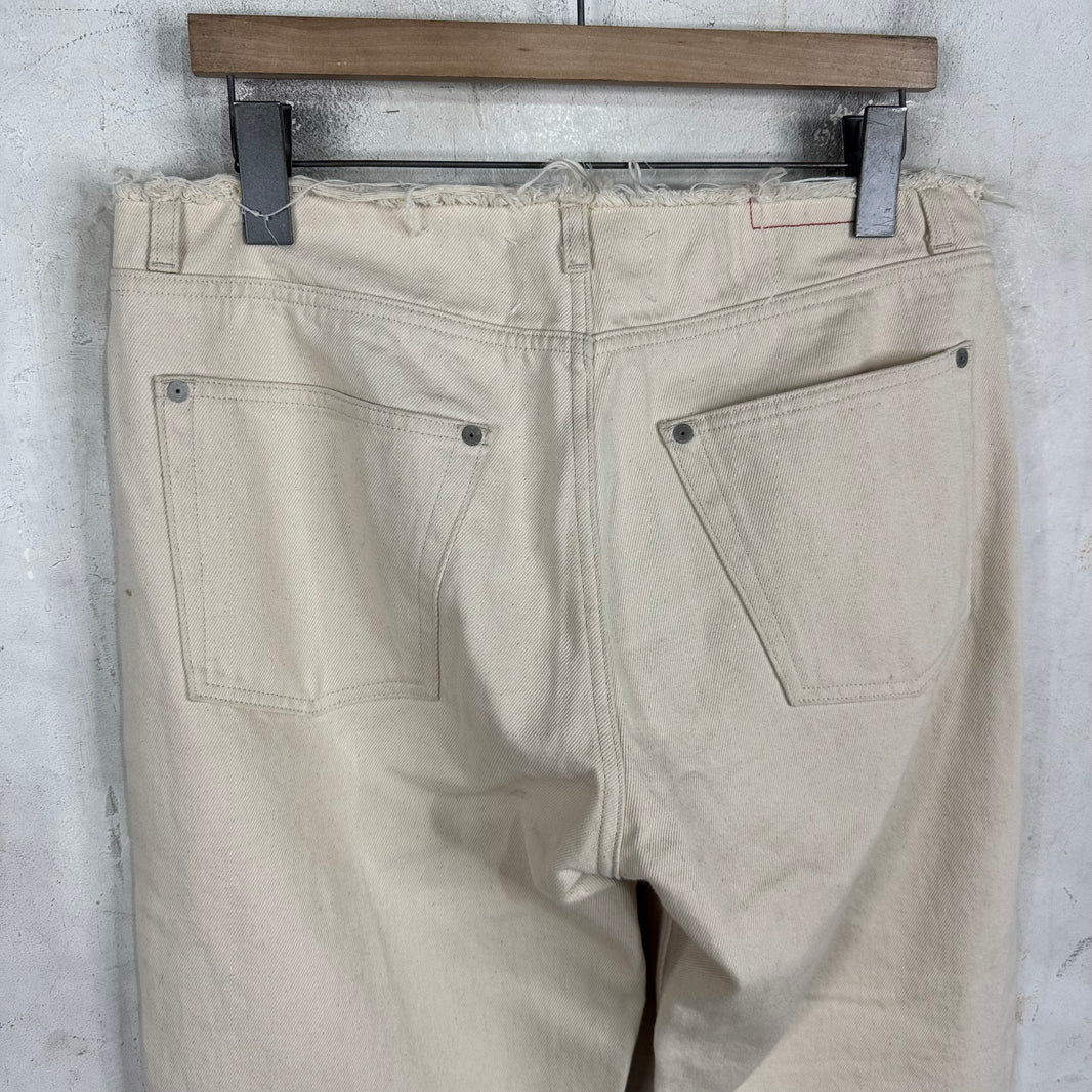 Margiela Frayed Waistband Ecru Jeans