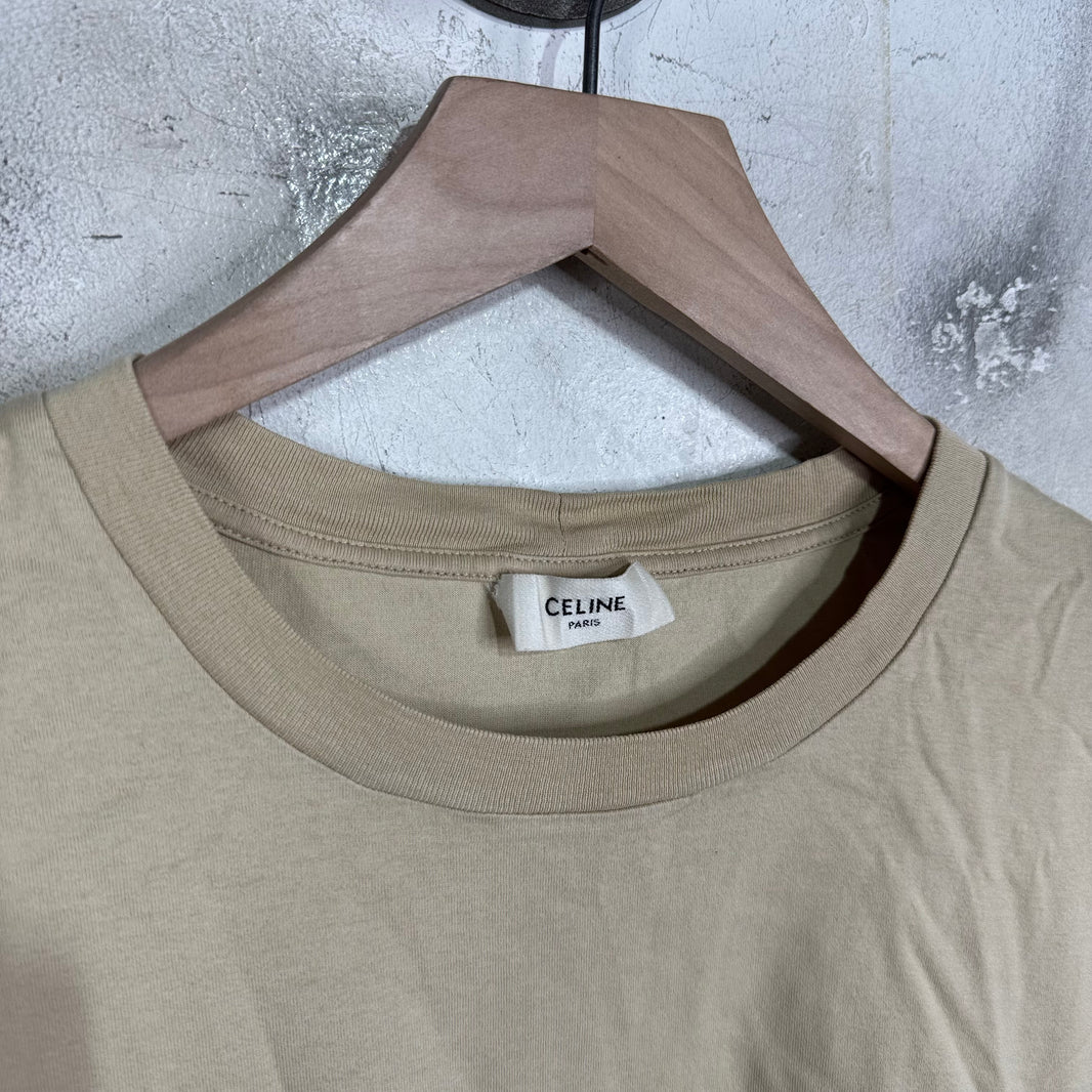 Celine Beige Logo T-Shirt