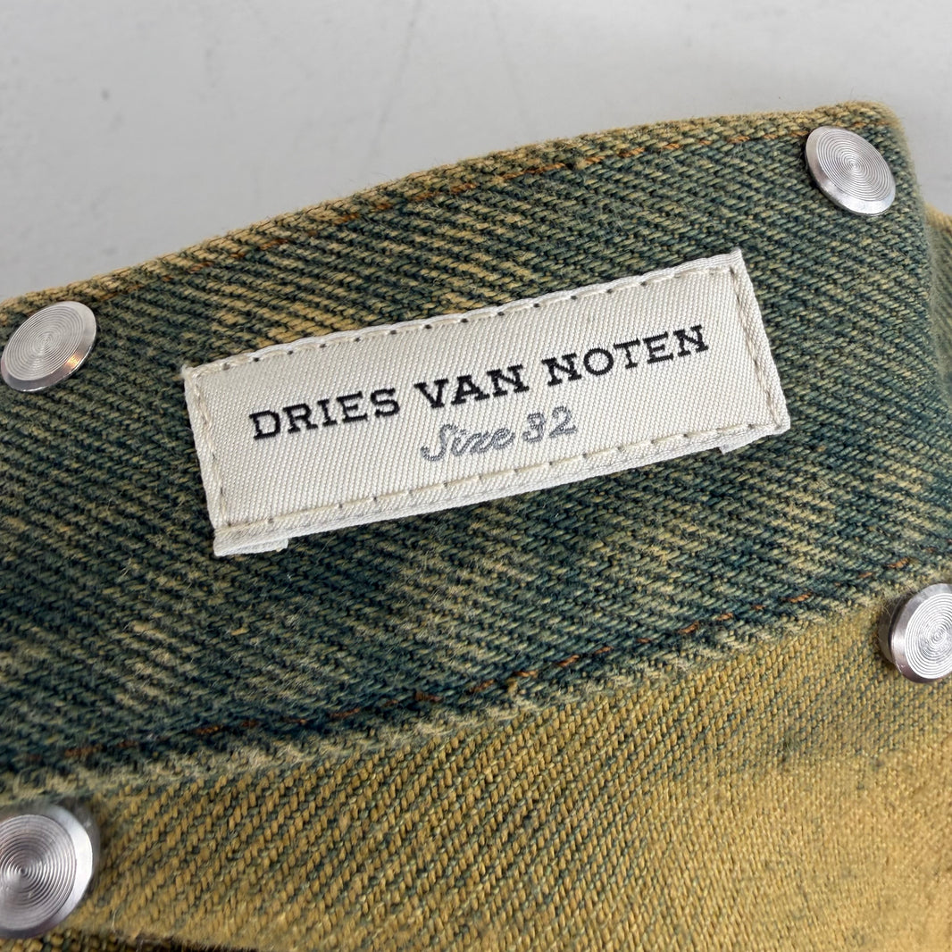 Dries Van Noten Green Bleached Jeans