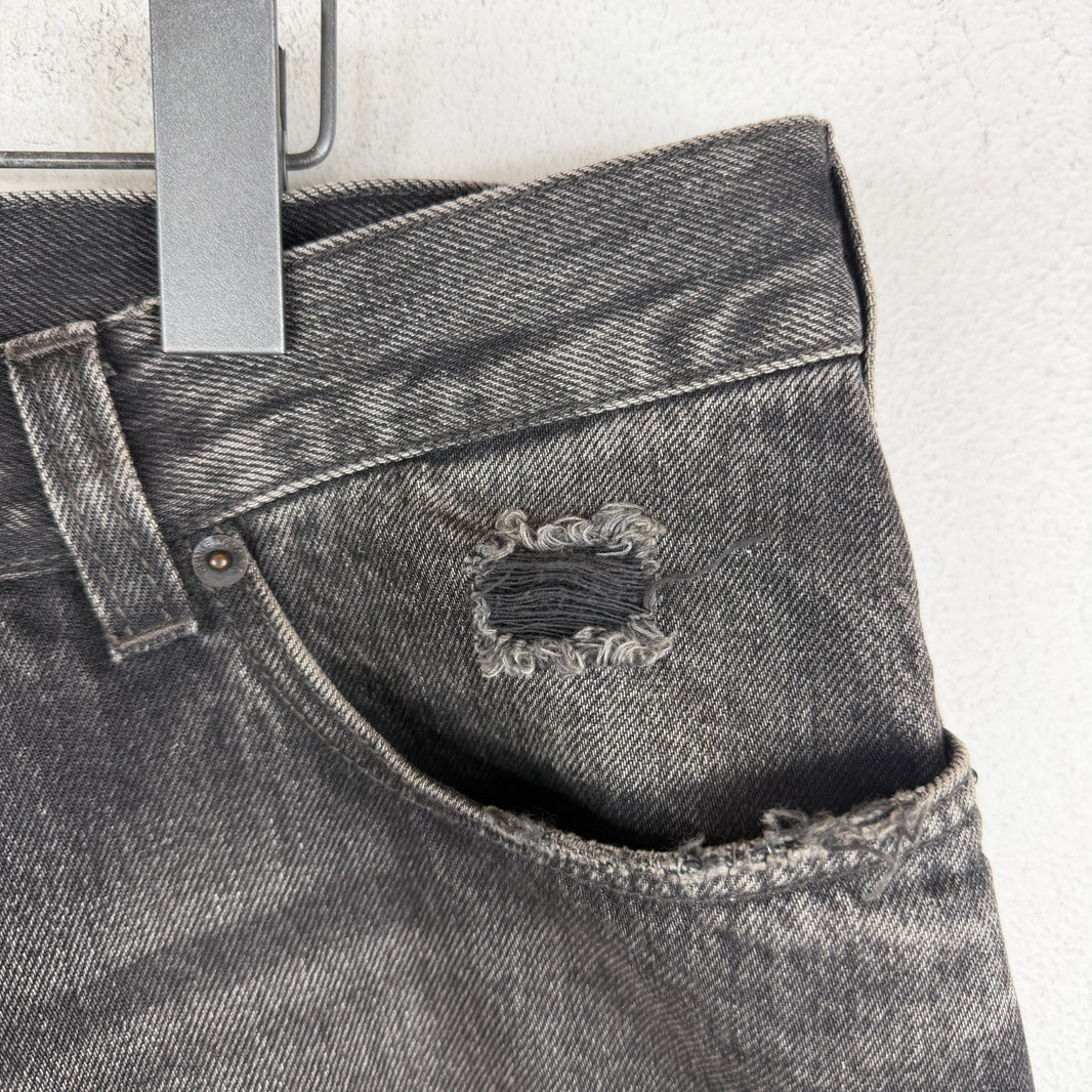 Balenciaga Black Washed Denim Shorts