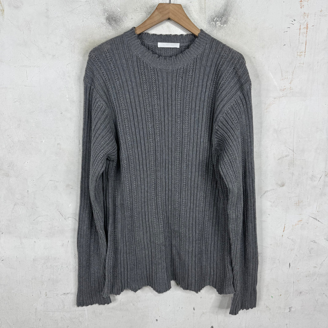 Helmut Lang Grey Ribbed Knit Sweater