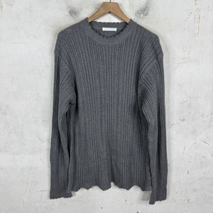 Helmut Lang Grey Ribbed Knit Sweater