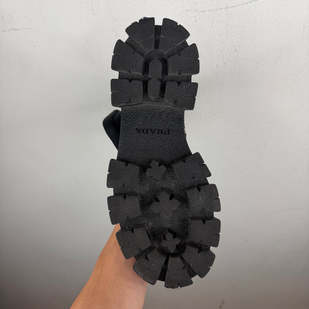 Prada Monolith Badge Cargo High Combat Boots