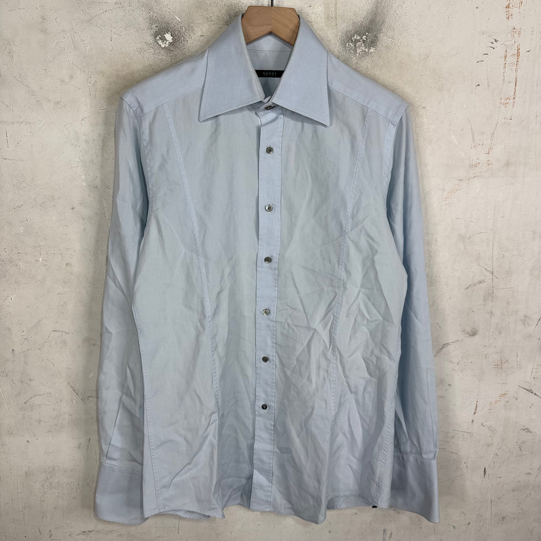 Gucci Tom Ford Curved Pannel Blue LS Shirt