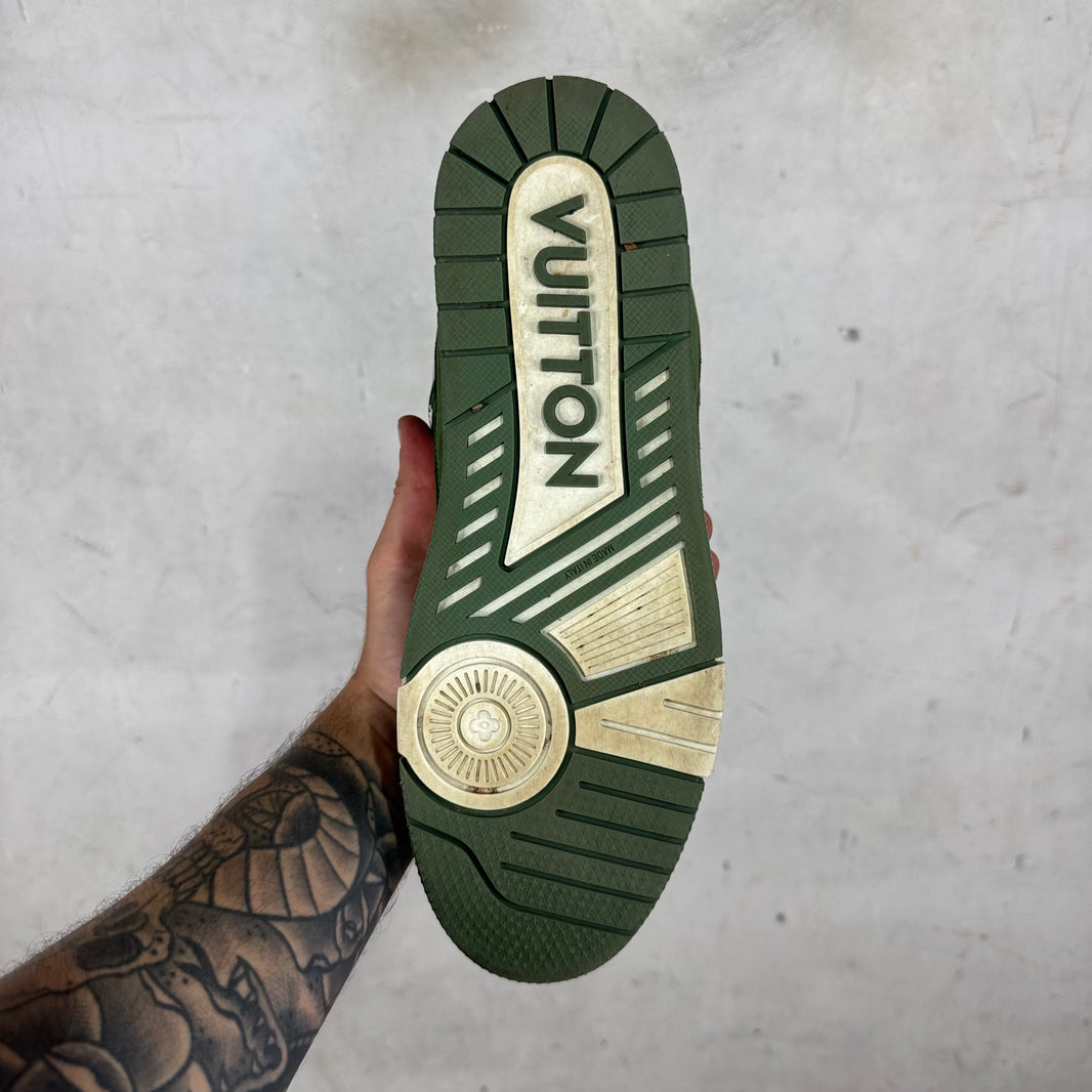 Louis Vuitton Green Leather Suede Trainers