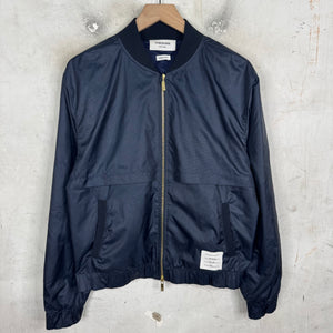 Thom Browne Navy Mesh Back Stripe Windbreaker
