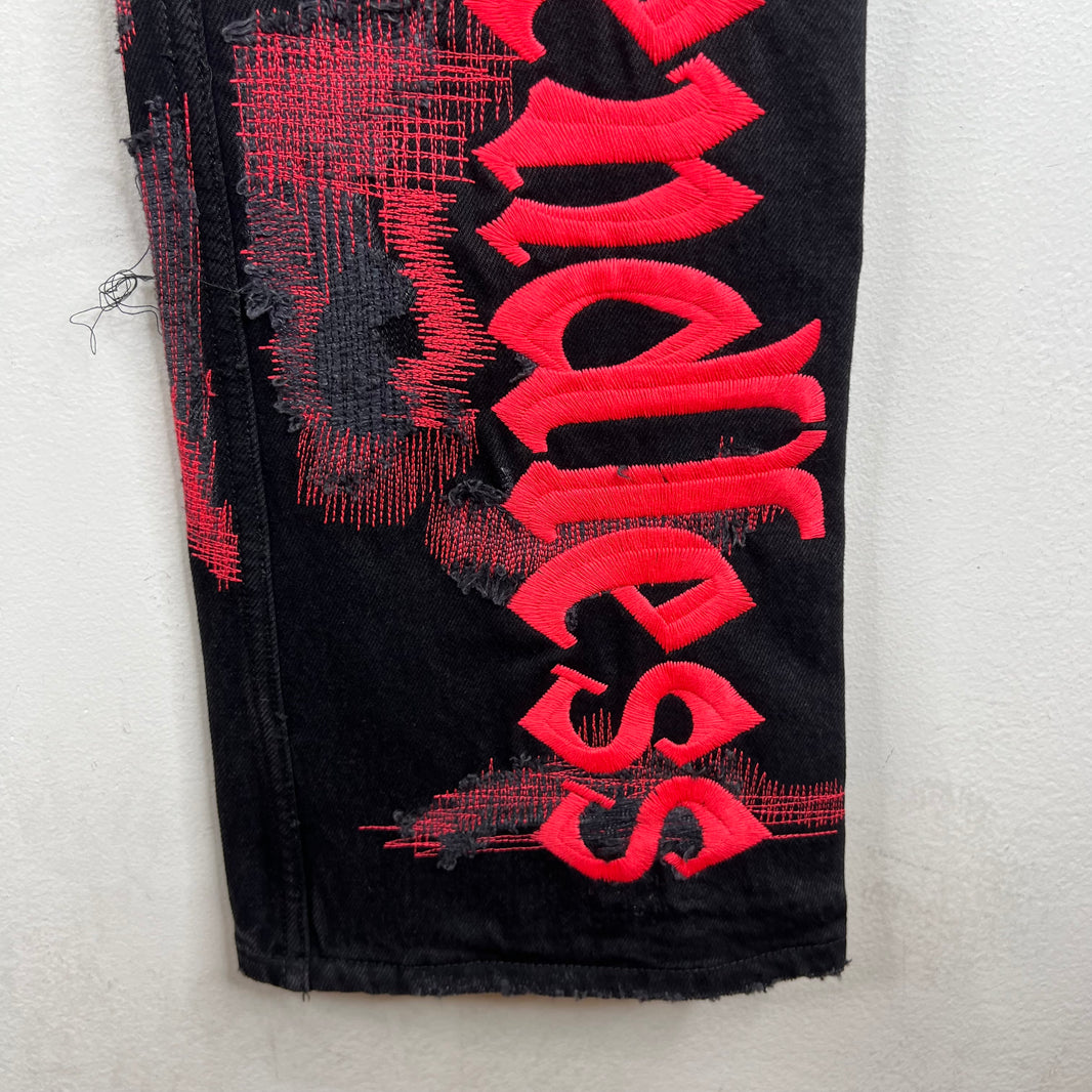 Endless Denim Black/Red Spellout Jeans