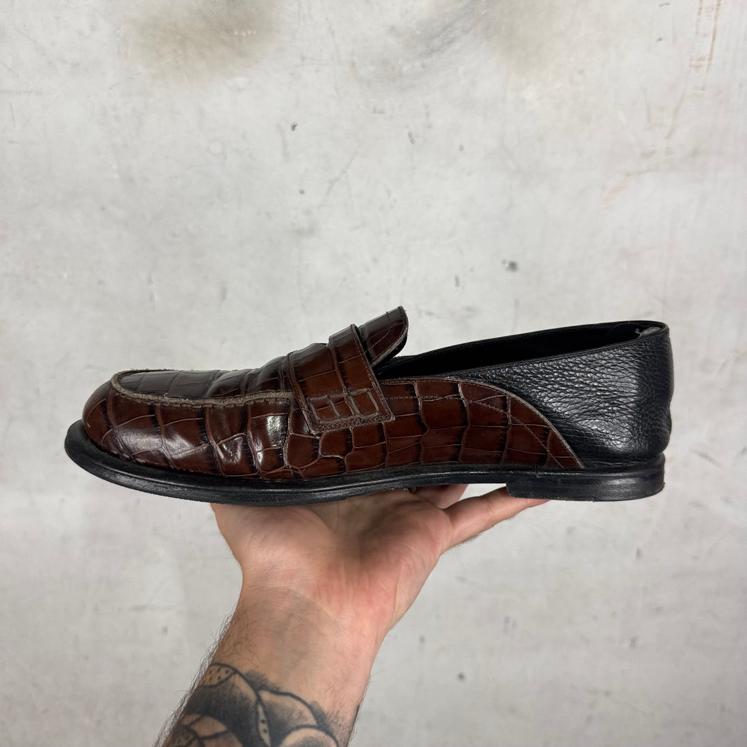 Loewe Faux Croc Penny Loafers