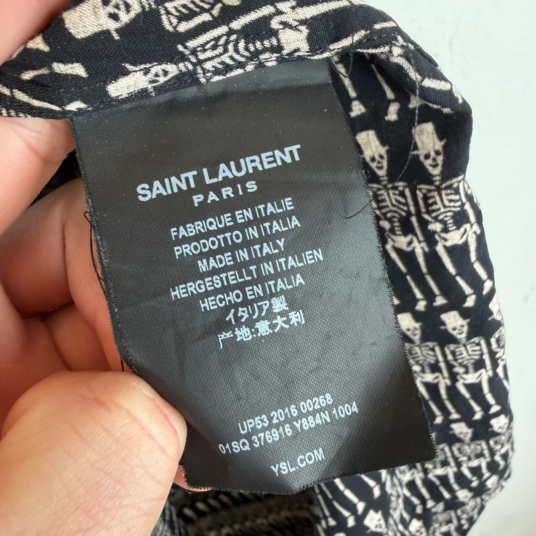 Saint Laurent Skeleton Print Button Up Shirt