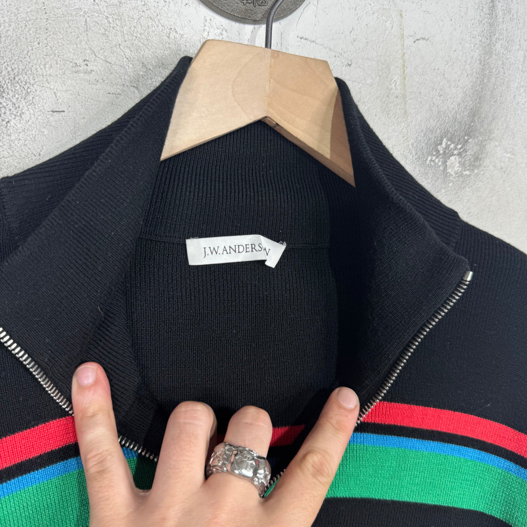 JW Anderson Multicolored Striped 1/4 Zip Sweater