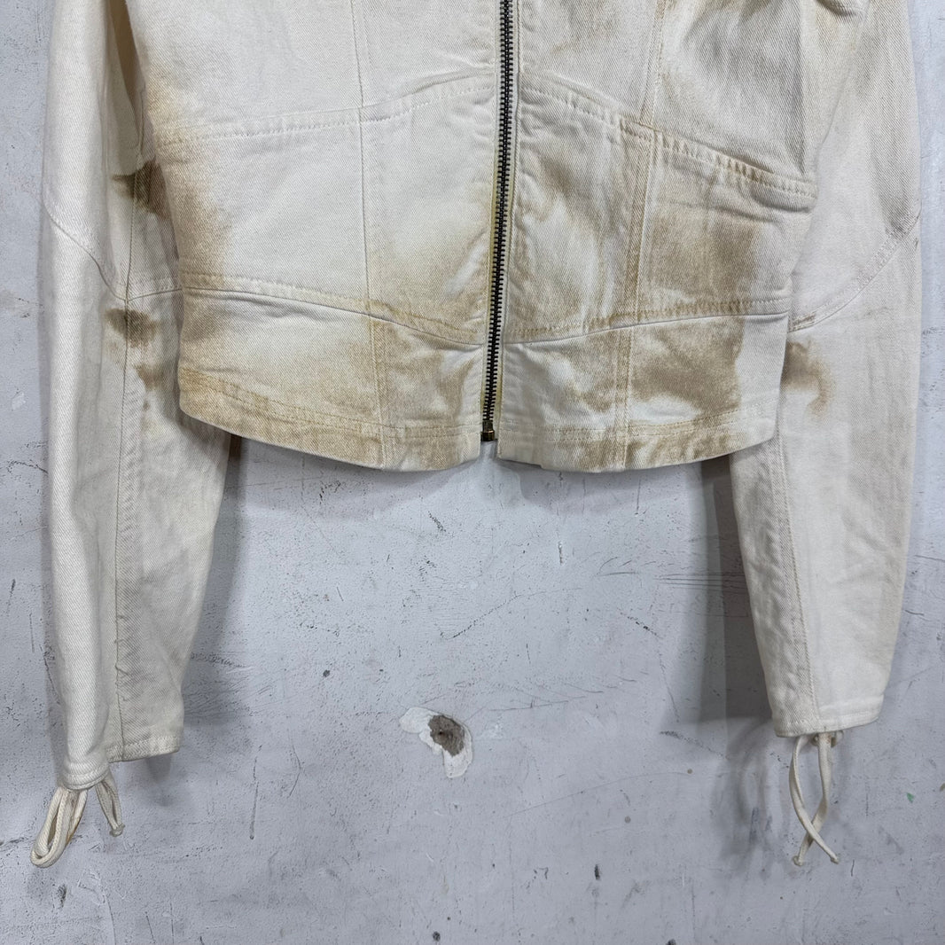 Prada 90's Sandblast Denim Biker Jacket