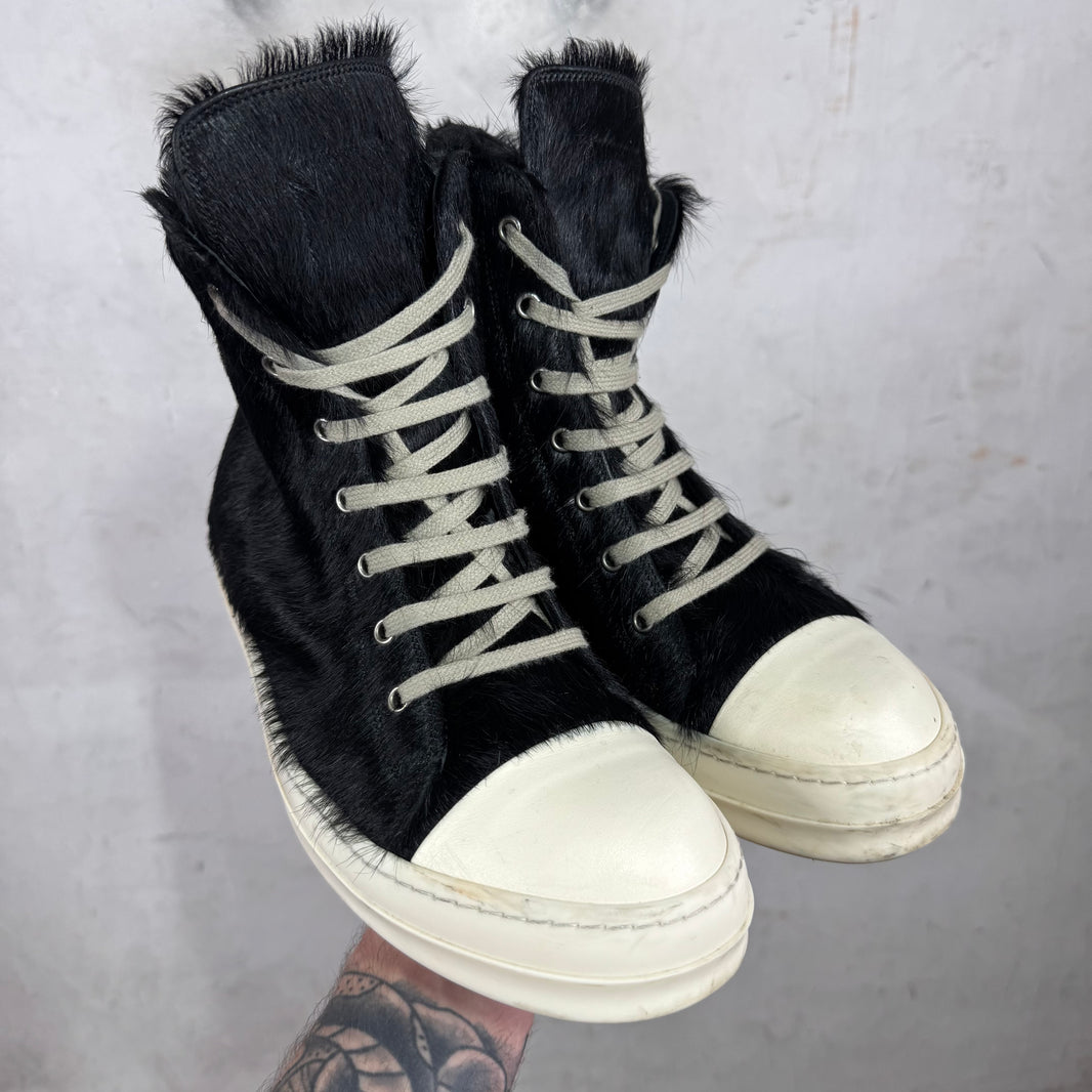 Rick Owens Black Ponyhair Ramone Highs