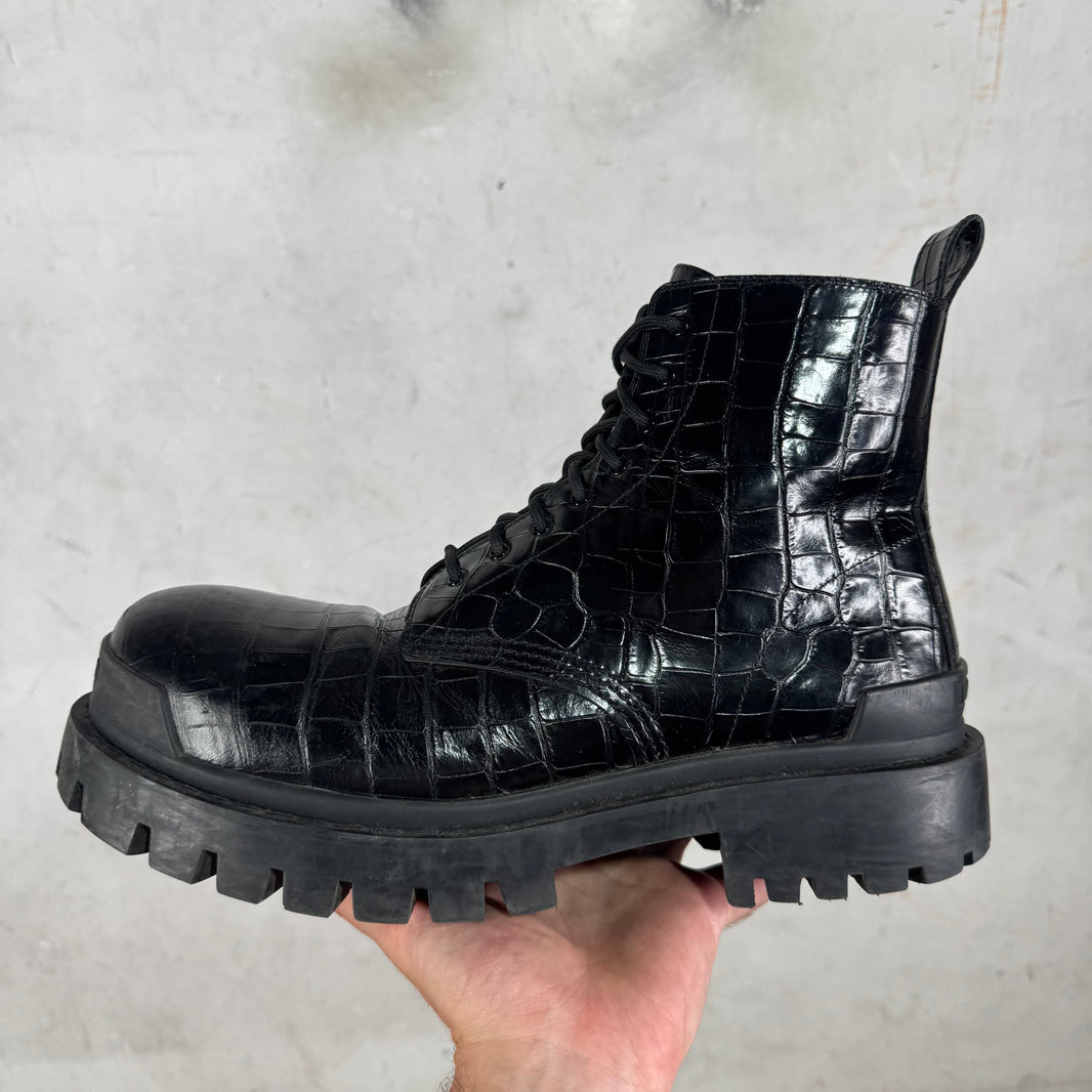 Balenciaga Embossed Croc Strike Boots
