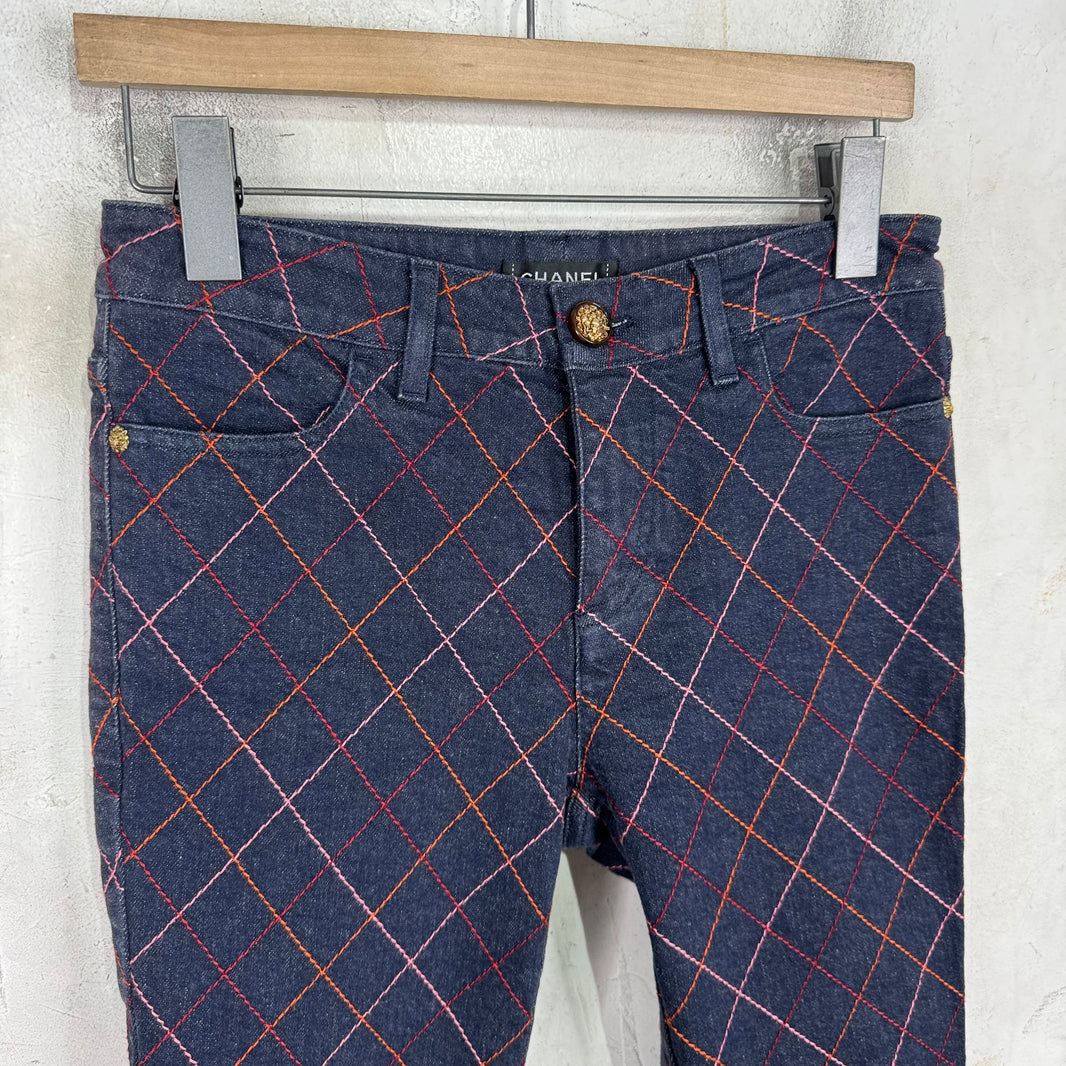 Chanel Womens Quilted Multicolor Jeans