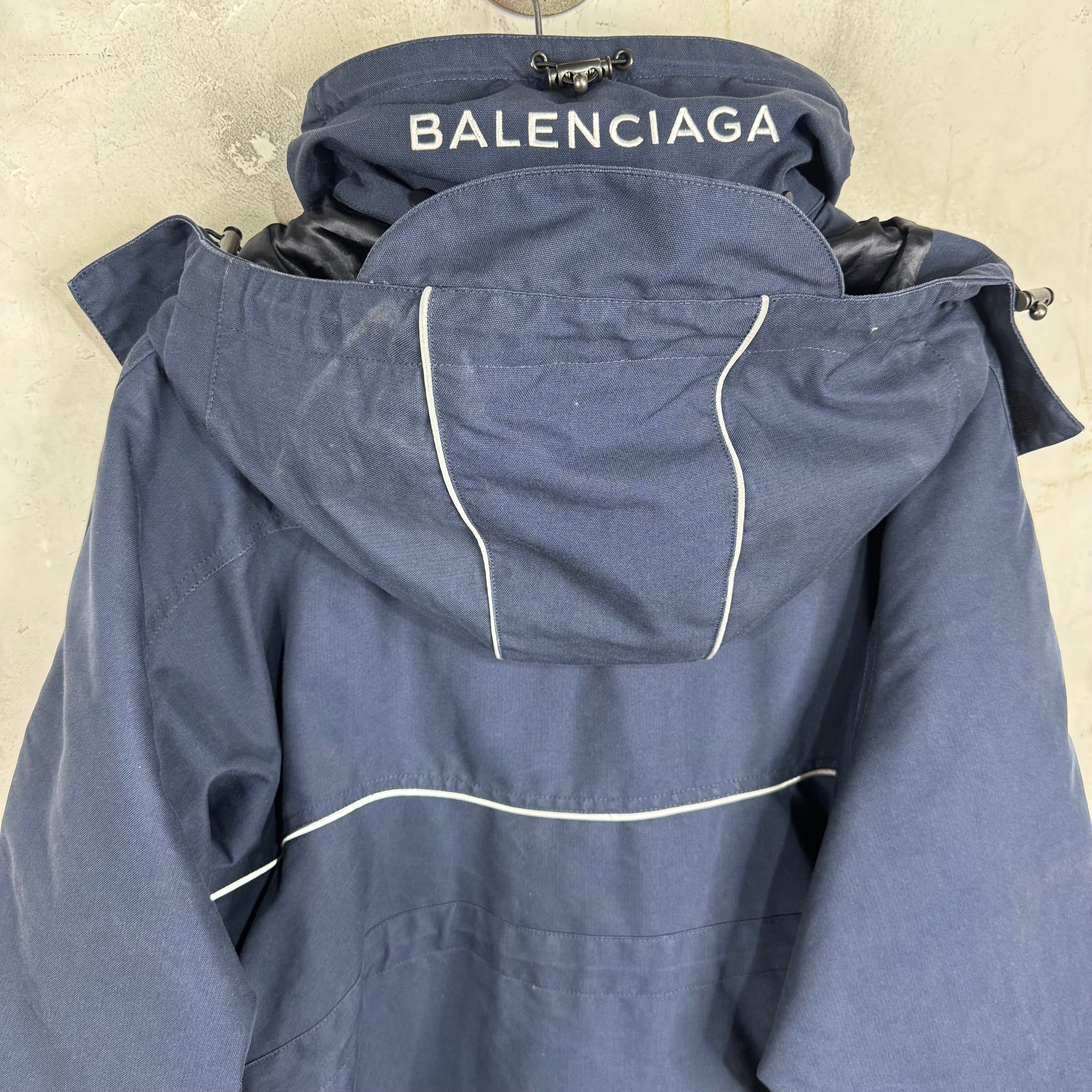 Balenciaga Navy Long Swing Parka Jacket – www.Lukes.store