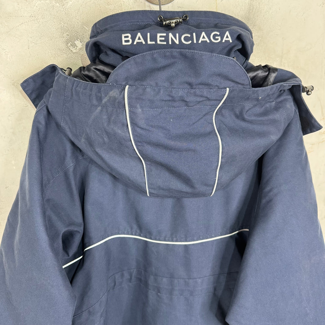 Balenciaga Navy Long Swing Parka Jacket