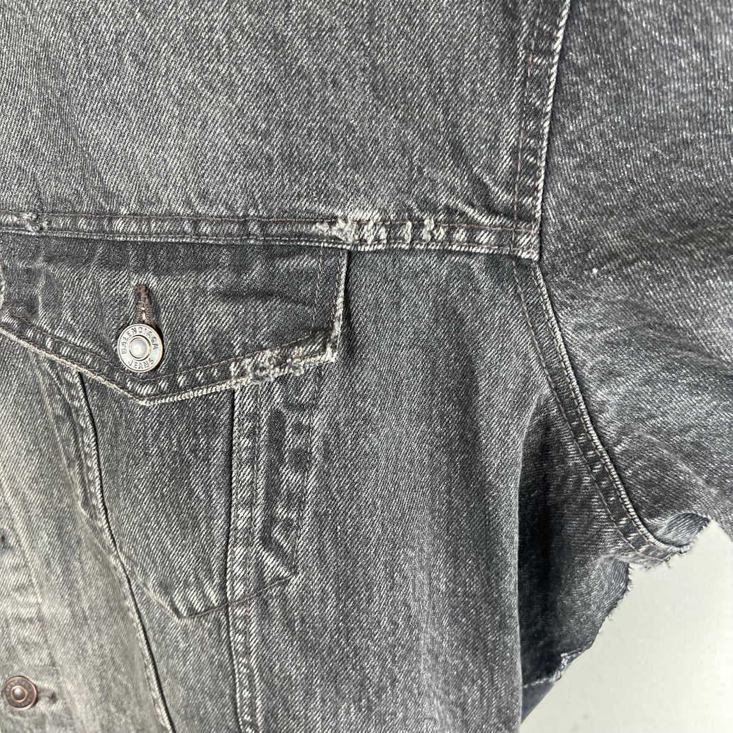 Balenciaga Sample Hybrid Denim Hooded Red Tape Jacket
