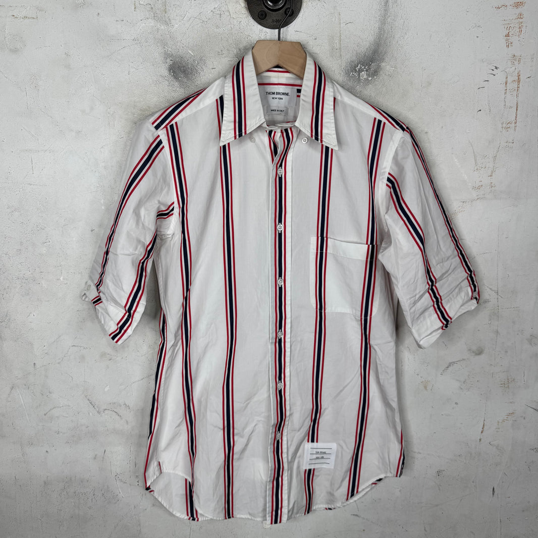 Thom Browne White Striped S/S Buttoned Shirt
