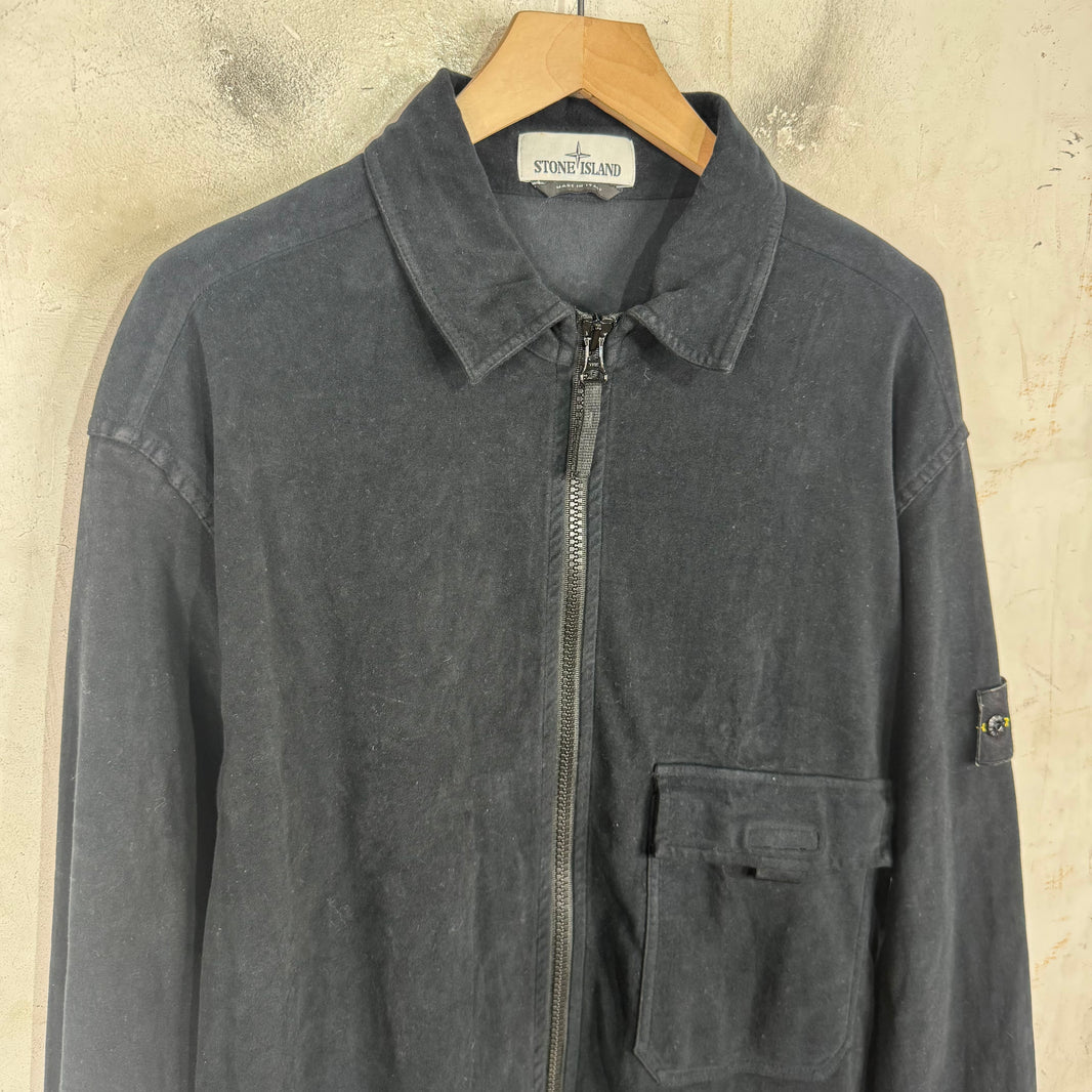 Stone Island Brushed Cotton Zip Up Jacket