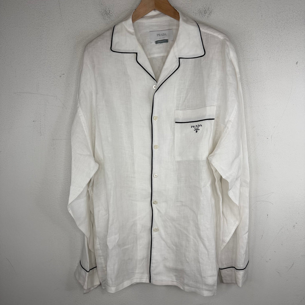Prada Linen Button Up Pajama Shirt