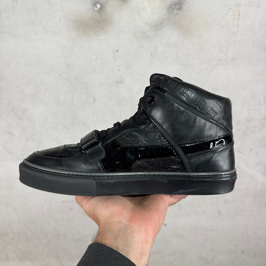 Louis Vuitton Black Straped Monogram Patent Sneakers