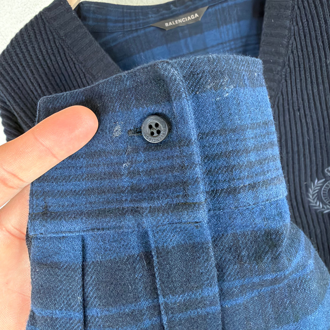 Balenciaga Hybrid Knit Flannel Sweater