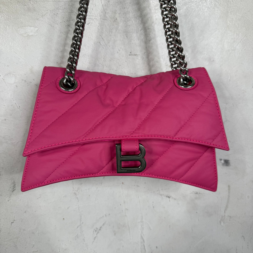 Balenciaga Pink Hourglass Puffy Chained Purse