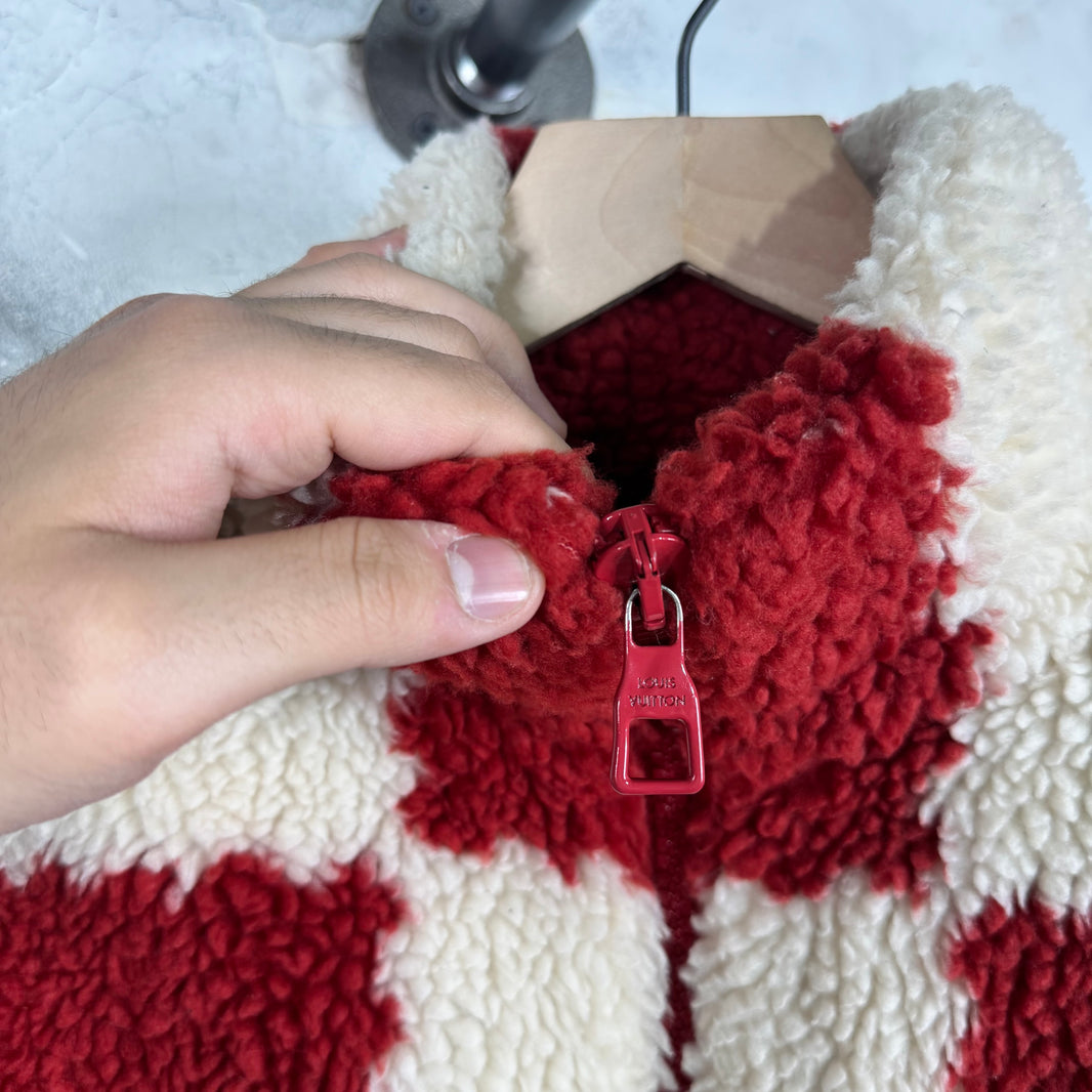 Louis Vuitton x Nigo Red Damier Fleece Jacket
