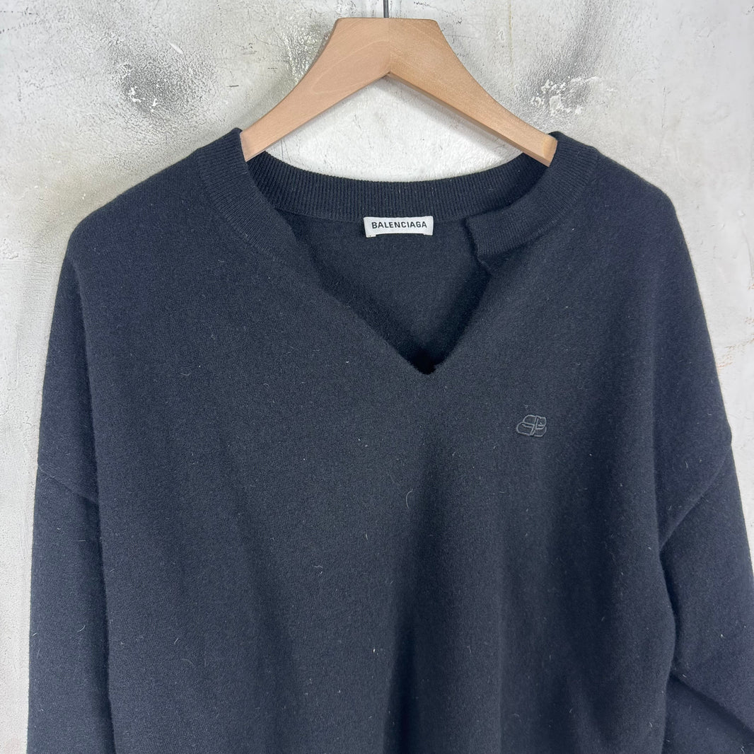 Balenciaga Wool BB V Cut Sweater