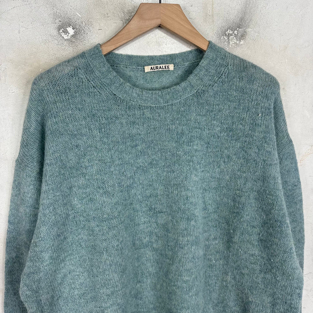 Auralee Wool/Mohair Blue Knit Sweater