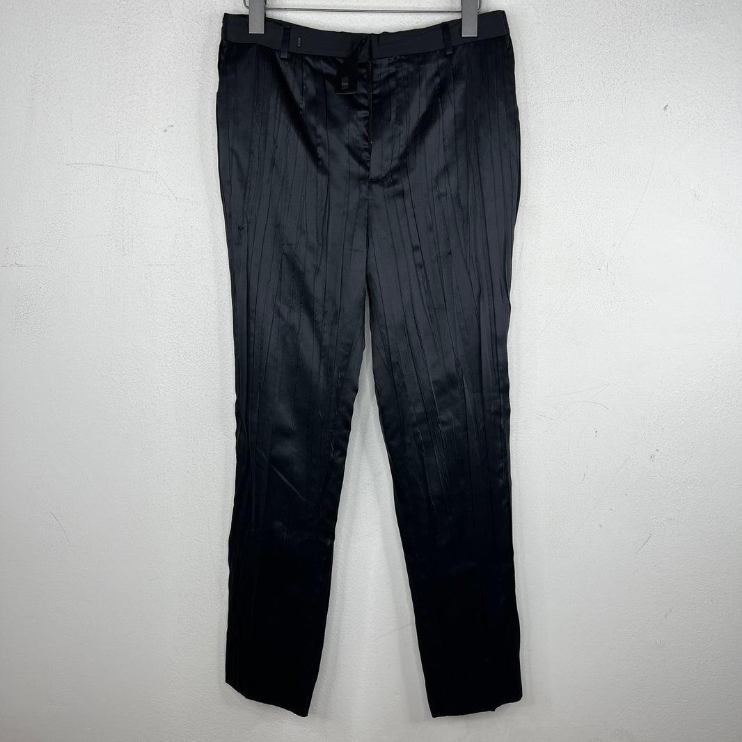Saint Laurent Black Pleated Silk Trousers