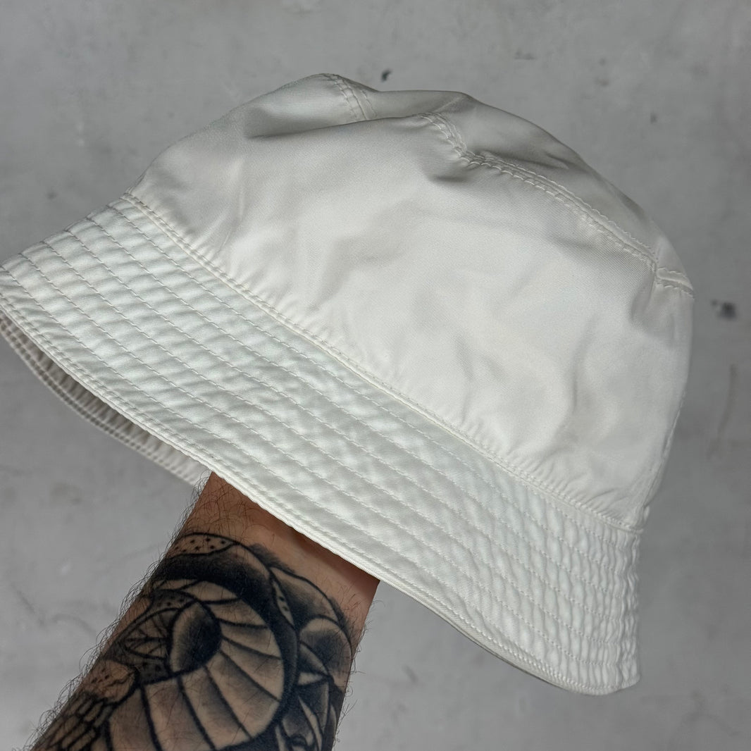 Prada White Renylon Bucket Hat