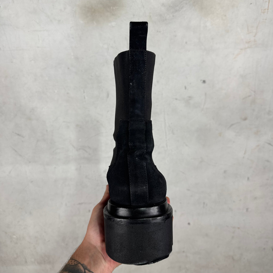 Rick Owens Black Suede Bogun Boots