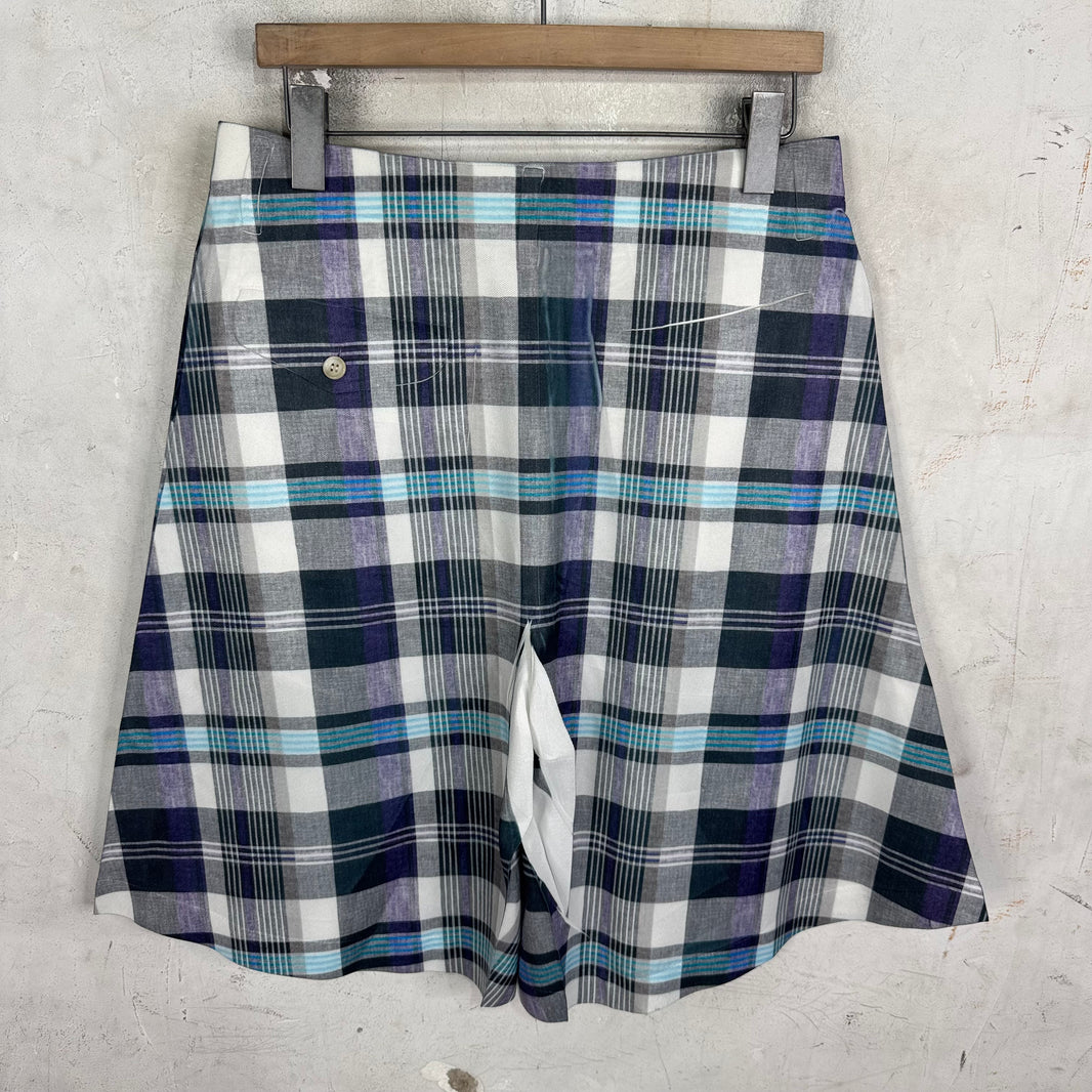 CDG Shirt Printed Plaid Pleated Shorts