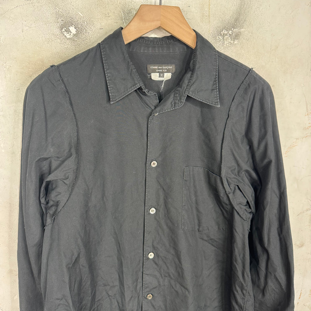 CDG Homme Plus Black Layered Buttoned Shirt