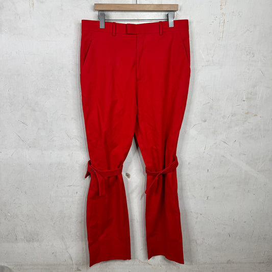Bottega Veneta Gabardine Knee Strap Pants Red
