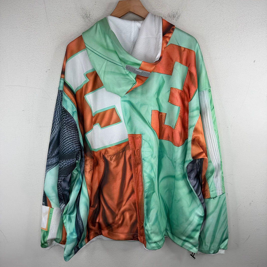 PDFCHANNEL Green/Orange Patchwork Hoodie