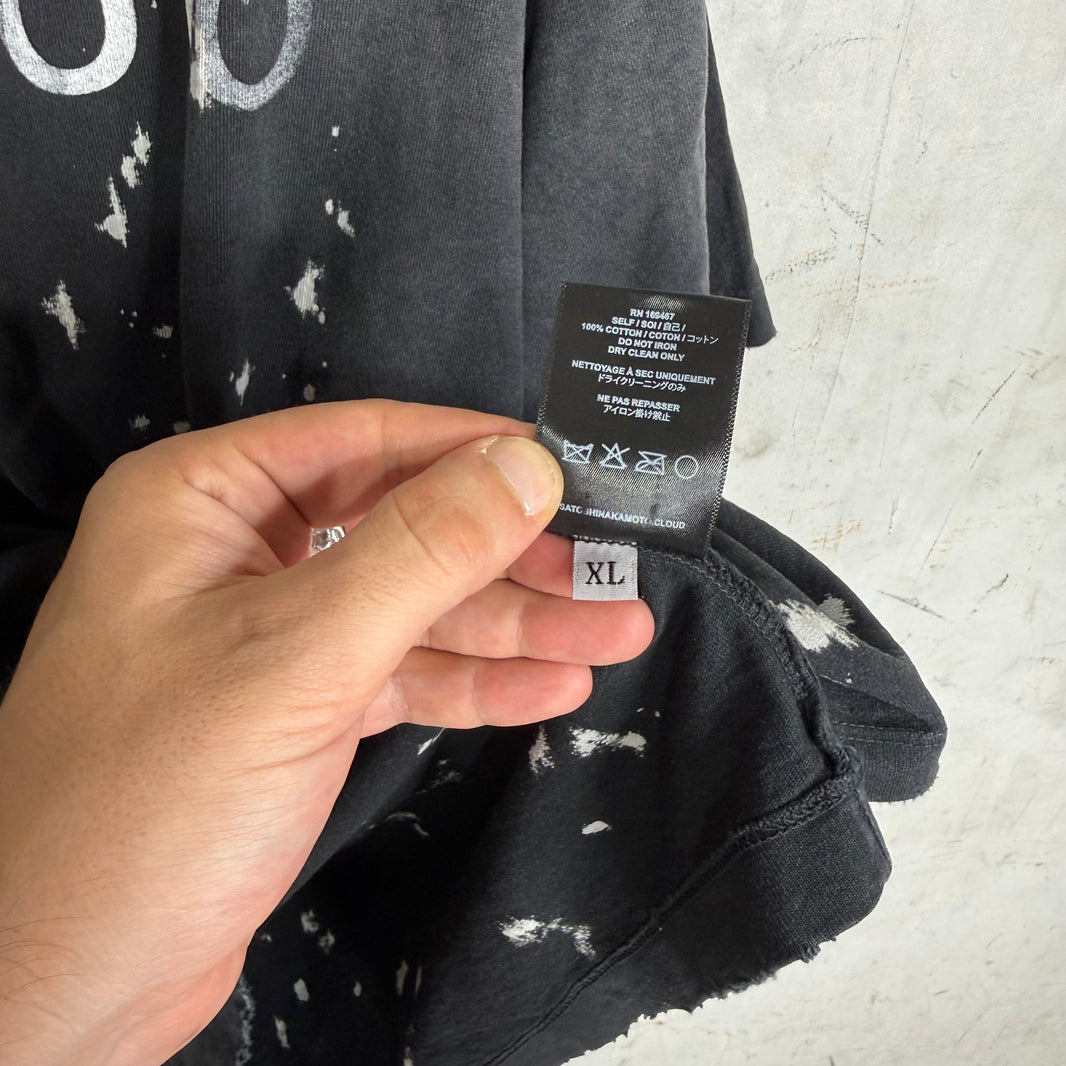 Satoshi Nakamoto Black Distressed Bleach Logo T-Shirt