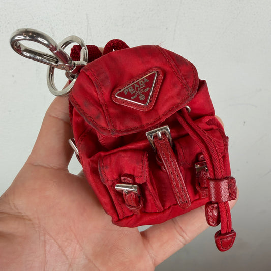 Prada Smoked Red Backpack Keychain