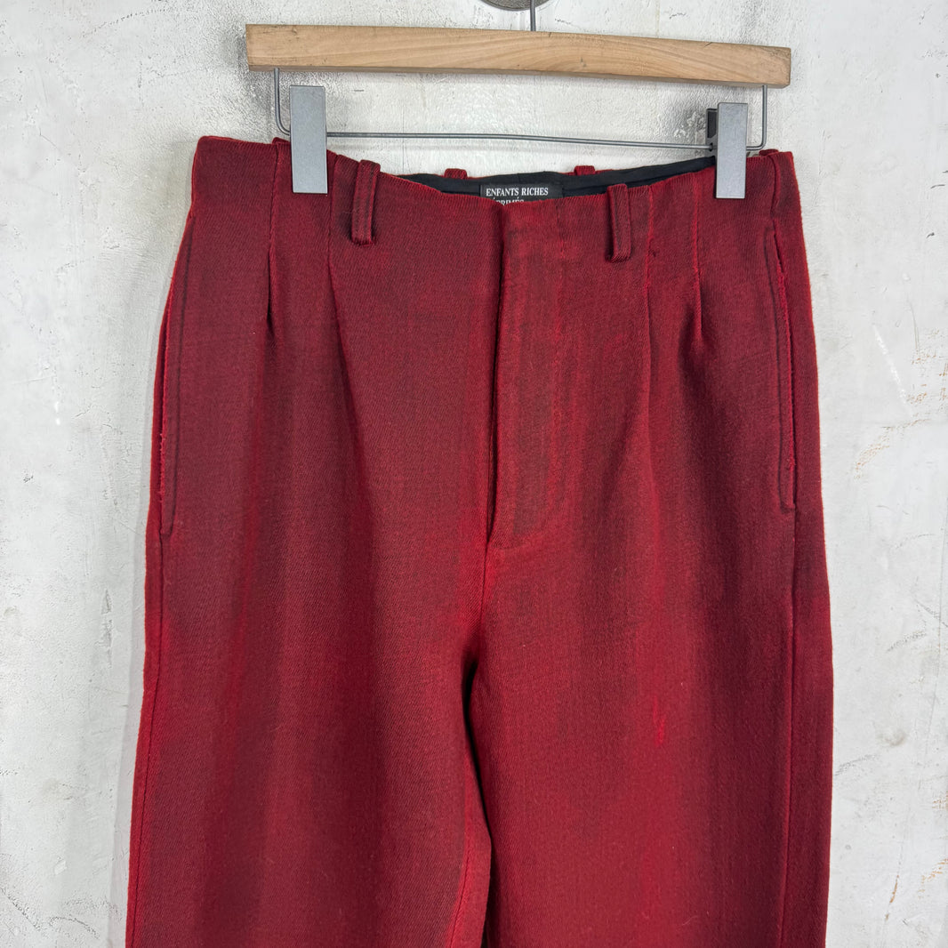 ERD Red Distressed Wool Trousers