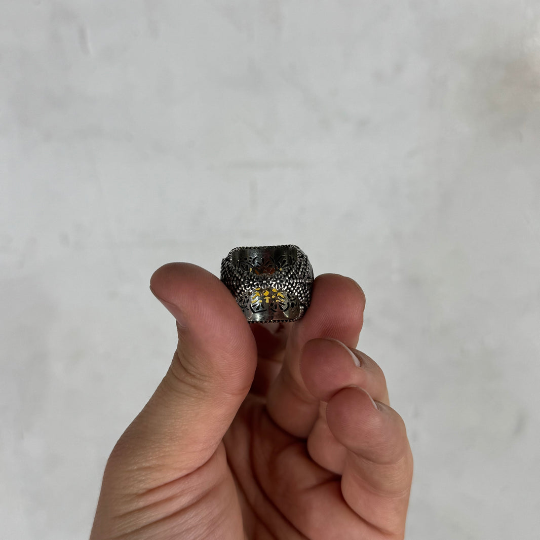 Gucci Enamel Coated Sterling Crystal Ring