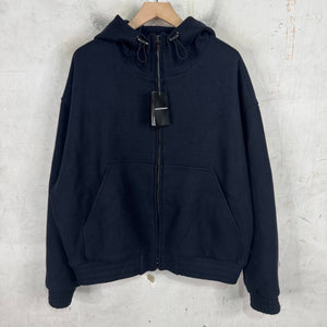 Armani Icon Oversized Cropped Wool Hooded Jacket